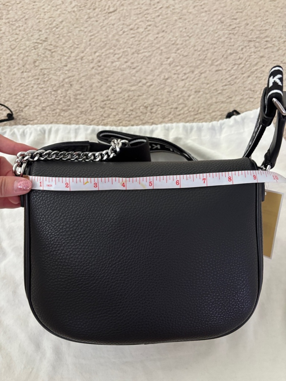 Michael Kors Black Pebbled Leather Logo Strap Crossbody Bag - Picture 10 of 16